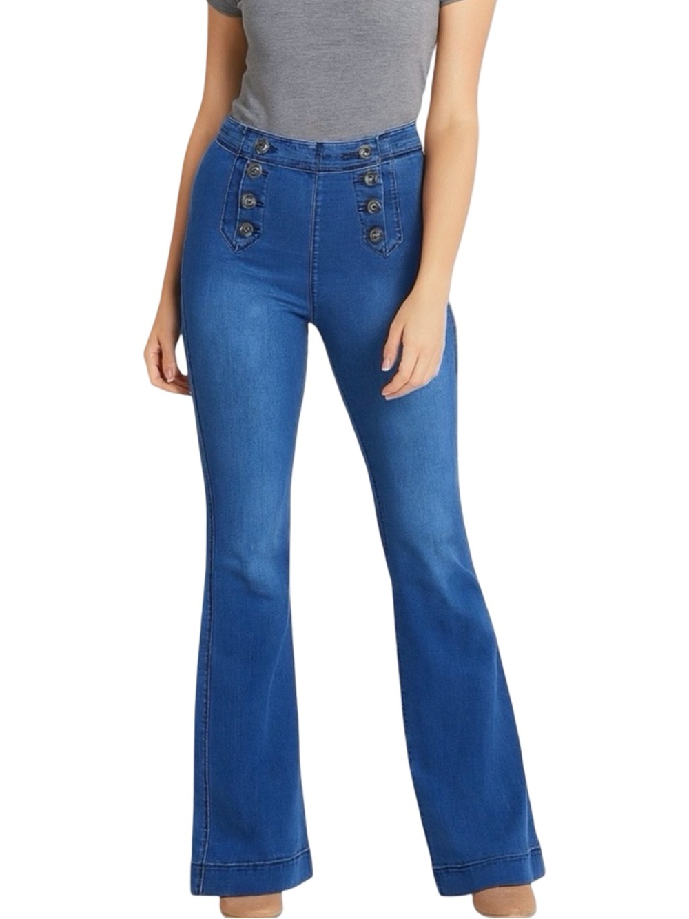 LoveCrazy High Waist Sailor Style Flare Jeans - Size 32